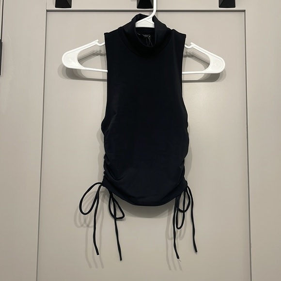 NWT Zara Ruched Stretchy Black Top Small - Picture 3 of 7